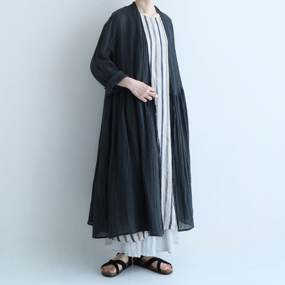 【極美品】ガサ　カシュクール羽織　コットン　ロング　ブラック　Fサイズ ミラカシュクール | pot-pourri online shop